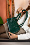 Mona Green Long Handle Baguette Hand and Shoulder Women's Bag - 2