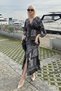 Black Print Slit Detail Long Dress Mg2325 - 8
