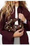 Women's Iconic Metal Staple Embroidered Draped Hand and Shoulder Bag
