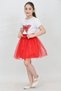 Girl's Butterfly Print T-Shirt Sequin Detail Red Skirt Suit April 23, October 29 Show Outfit - 2