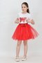 Girl's Butterfly Print T-Shirt Sequin Detail Red Skirt Suit April 23, October 29 Show Outfit - 3