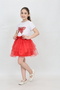 Girl's Butterfly Pattern T-Shirt Sequin Beading Detail Red Skirt 23 April 29 October Show Outfit - 2