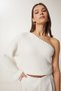 Pearl Detailed One-Shoulder Knitwear Sweater Ekru Lus0068 - 2
