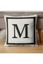 Letter Cushion Cover - Letter m - Gift Decorative Cushion Cover 43 X 43 cm Cream-Black