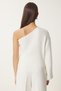 Pearl Detailed One-Shoulder Knitwear Sweater Ekru Lus0068 - 6