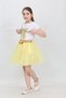 Girl's Ribbon Print T-Shirt Sequin Detailed Yellow Skirt Suit April 23, October 29 Show Outfit - 5