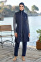 Full Covered Hijab Swimsuit 25950 Dark Navy