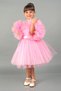 Pompom Sleeves Tulle Party and Birthday Evening Dress - 3