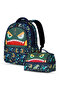Kids 16 Inch School Bag with Lunch Bag Combo Dino - Green