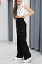 Black High Waist Cargo Pocket Girls' Jeans Pants 20301 - 4