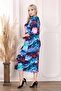 Women's V-Neck Blue Pink Nebula Pattern Plus Size Flexible Dress - 2
