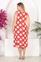 Women's red and white polka dot print plus size slip dress - 6