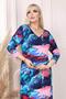 Women's V-Neck Blue Pink Nebula Pattern Plus Size Flexible Dress - 5
