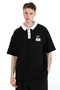 Men's Chest Embroidered Polo Neck Oversize T-Shirt