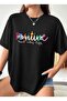 Positive Printed Oversize Loose Boyfriend T-Shirt - 3