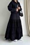Black Asymmetrical Cut Skirt with Holes at the Hem - 2