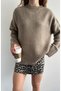 Women's Crew Neck Oversize Knitwear Sweater Mink - 4
