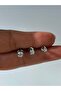 Solitaire Zircon Stone Steel Set of 3 Earrings - 3