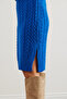 Women's Cobalt Blue Waistband Slit Hair Knit Mini Dress Elb- 19002289 - 5