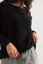 Women's Black Crew Neck Soft Textured Oversize Knitwear Sweater Kzk- 19000828 - 5