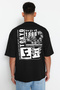 Siyah Oversize/Geniş Kesim Uzak Doğu Baskılı %100 Pamuklu T-Shirt TMNSS23TS00170 - 6