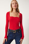 Women's Red Heart Collar Corded Knitted Blouse GT00100 - 2