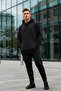 Siyah Regular/Rahat Kesim Kapüşonlu İçi Polar/Sıcak Tutan Sweatshirt Eşofman Takım TMNAW24EM00002 - 5