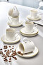 4-Piece 2-Person Coffee Cup Set - Stripes and Gold Gilded, Stackable 100ml - 4