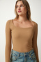 Women's Brown Biscuit Square Neck 2 Pack Knitted Blouse GT00056 - 4