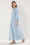 Blue Sleeve Detail Knitted Dress Tctss25Eb00046