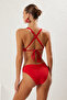 Kırmızı Regular Yüksek Bel Bikini Altı TBESS25BA00019 - 6