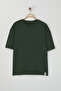 Khaki Oversized /Wide Cut Label Embroidered D Textured Tok Fabric T-Shirt Tmnss23Ts00074 - 7