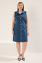 Mavi Gömlek Yaka Cepli Orta Esnek Büyük Beden Denim Elbise TBBSS25AH00088