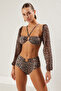 Leopar Desenli Aksesuarlı Straplez Kaplı Bikini Üstü TBESS25BU00015