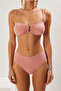 Pembe Simli Aksesuarlı Straplez Kaplı Regular Yüksek Bel Bikini Takımı TBESS24BT00054 - 3