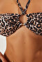 Leopar Desenli Aksesuarlı Straplez Kaplı Bikini Üstü TBESS25BU00015 - 4