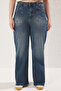 Koyu Mavi Yüksek Bel Geniş Paça Comfort/Orta Esnek Büyük Beden Wide Leg Jeans TBBSS25CJ00013 - 3