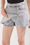 Gri*001 Düğme Detaylı Yüksek Bel Denim Şort Etek TWOSS22SR0448 - 5