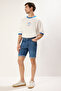 Indigo Slim Fit Tırmık Destroylu Denim Kot Şort TMNSS21SR0727 - 4