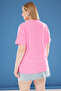 Pembe Önü Fırfırlı Kalp Detaylı Relaxed Fit Büyük Beden T-shirt TBBSS25BF00022 - 5