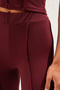 Bordo Dikiş Detaylı Crop Vücuda Oturan Üst Straigth/Düz Kalıp Alt Örme Alt-Üst Takım TWOSS25AU00047 - 4