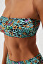 Leopar Desenli Straplez Kaplı Hipster Yüksek Bel Bikini Takımı TBESS22BT0018 - 4