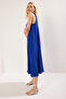 Cobalt Blue Relaxed Cutout V Neck Midi Woven Dress Twoss23El00882 - 2
