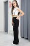 Black Embroidery Detail Wide Leg Girls' Jean Pants 20299 - 5