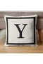 Letter Cushion Cover - Letter Y - Gift Decorative Cushion Cover 43 X 43 cm Cream-Black