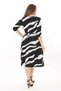 Women's Black and White Zebra Pattern Double Breasted Collar Flexible Waist Large Size Dress - 6