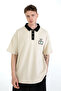 Men's Chest Embroidered Polo Neck Oversize T-Shirt