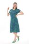 Women's Blue Green Labyrinth Pattern Midi Dress - 5