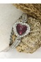 Heart Shaped Stone Inside Burgundy Red Silver Women's Wristwatch - 2