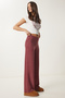 Wide Leg Comfortable Soft Pants Bordo Lub0073 - 4
